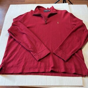 Polo Ralph Lauren-XL-Red- Quarter-Zip, long sleeve, estate rib, preppy, sweater.